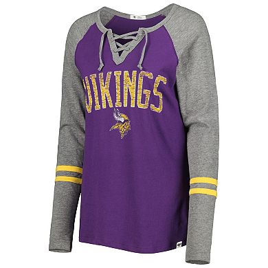 Women's '47 Purple Minnesota Vikings Arch Out Frankie Raglan Long ...