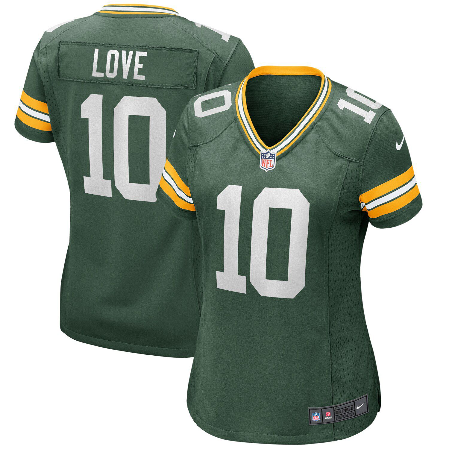 Nike Green Bay Packers No10 Jordan Love Green Team Color Women's Stitched NFL 100th Season Vapor Untouchable Limited Jersey