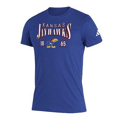 Men's adidas Royal Kansas Jayhawks Along The Shadow Tri-Blend T-Shirt