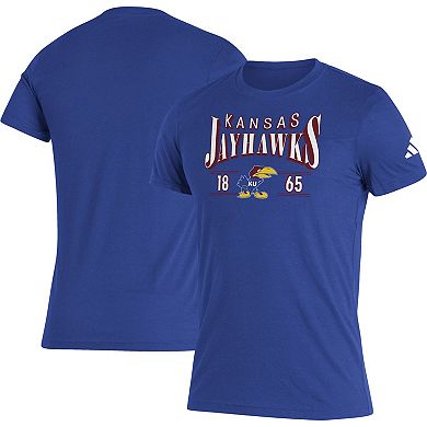 Men's adidas Royal Kansas Jayhawks Along The Shadow Tri-Blend T-Shirt