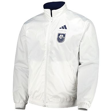 Men's adidas Navy/White Vancouver Whitecaps FC 2023 On-Field Anthem Full-Zip Reversible Team Jacket