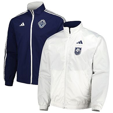 Men's adidas Navy/White Vancouver Whitecaps FC 2023 On-Field Anthem Full-Zip Reversible Team Jacket