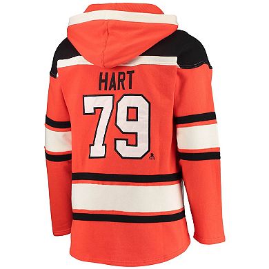 Men's '47 Carter Hart Orange Philadelphia Flyers Player Name & Number Lacer Pullover Hoodie