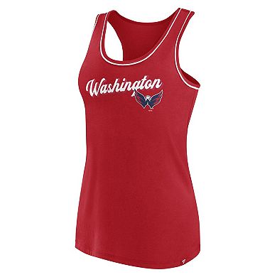 Women's Fanatics Branded Red Washington Capitals Wordmark Logo Racerback Scoop Neck Tank Top