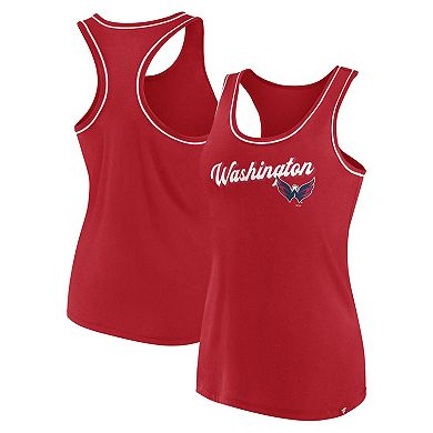 Women's Fanatics Branded Red Washington Capitals Wordmark Logo Racerback Scoop Neck Tank Top