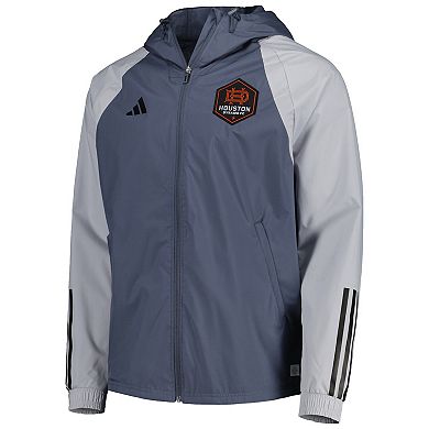 Men's adidas Charcoal Houston Dynamo FC All-Weather Raglan Hoodie Full-Zip Jacket