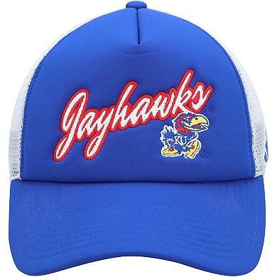 Men's adidas Royal Kansas Jayhawks Script Trucker Snapback Hat