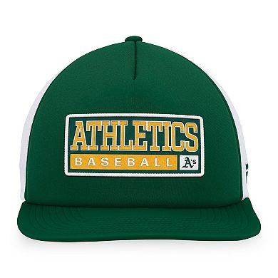 Men's Majestic Green/White Oakland Athletics Foam Trucker Snapback Hat
