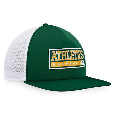 Men's Majestic Green/White Oakland Athletics Foam Trucker Snapback Hat