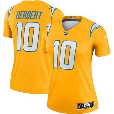 Women's Nike Justin Herbert Gold Los Angeles Chargers Inverted Legend Jersey