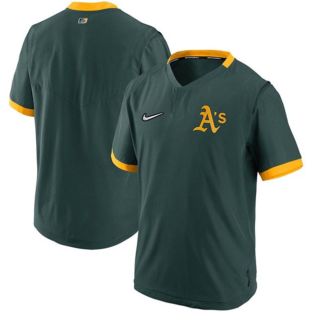 Men's Nike Green/Gold Oakland Athletics Authentic Collection Short Sleeve  Hot Pullover Jacket