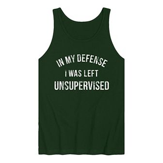 Men's In My Defense I Was Left Unsupervised Vintage Graphic Tank Top