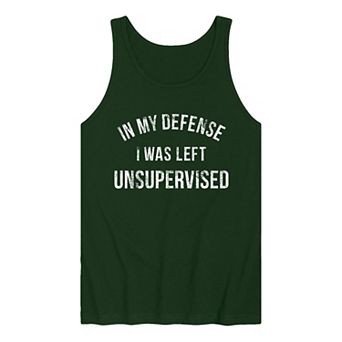 Men's In My Defense I Was Left Unsupervised Vintage Graphic Tank Top