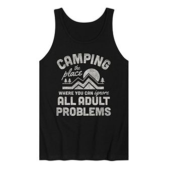 Men's Camping Ignore Adult Problems Graphic Tank Top