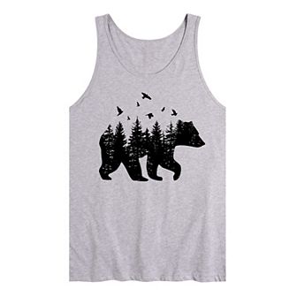 Men's Forest Bear Silhouette Graphic Tank Top