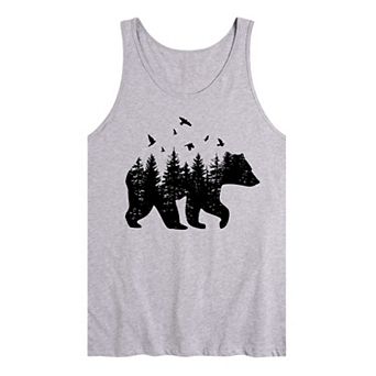 Men's Forest Bear Silhouette Graphic Tank Top