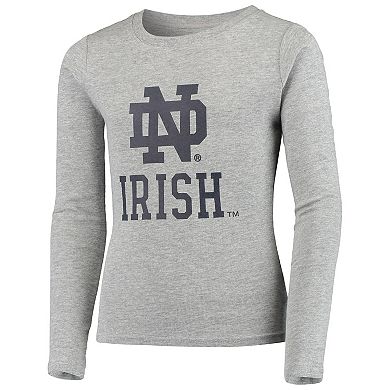 Youth Heathered Gray Notre Dame Fighting Irish Long Sleeve T-Shirt & Pant Sleep Set