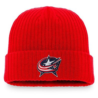 Men's Fanatics Branded Red Columbus Blue Jackets Core Primary Logo Cuffed Knit Hat