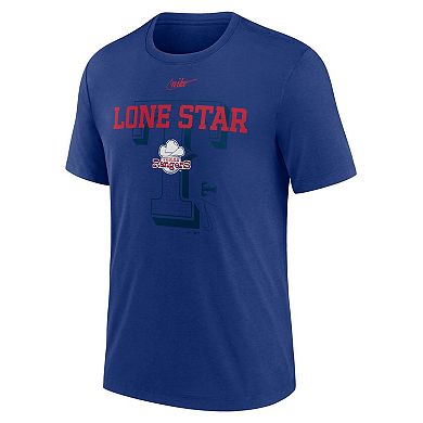 Men's Nike Royal Texas Rangers Rewind Retro Tri-Blend T-Shirt
