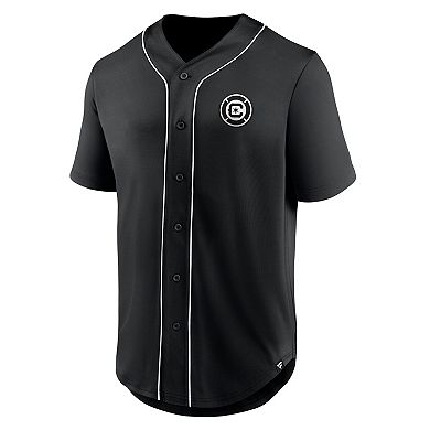 Men's Fanatics Branded Black Chicago Fire Third Period Fashion Baseball Button-Up Jersey