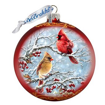 G.Debrekht Winter Cardinals Glass Ornament by D. Gelsinger Decor Christmas Decor - 71110-1843
