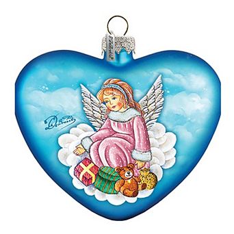 G.Debrekht Guardian Angel Heart Glass Ornament by G. DeBrekht DecorNativity Holiday Decor - 744-022