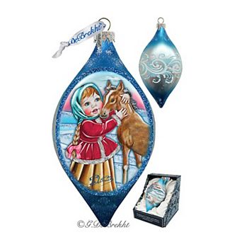 G.Debrekht Girl with Horse Drop Glass Ornament by G. DeBrekht Decor Christmas Decor - 757-001