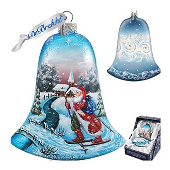 G.Debrekht Santa on Ski Bell Glass Christmas Ornament by G. DeBrekht Christmas Decor - 73342
