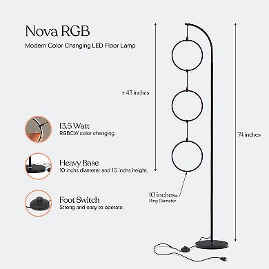 Nova LED RGB Color Changing Floor Lamp - Black