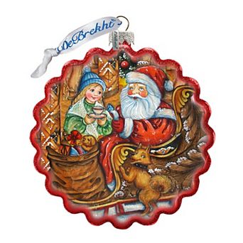 G.Debrekht Santa's Arrival Wreath Glass Christmas Ornament by G. DeBrekht Christmas Decor - 759-039
