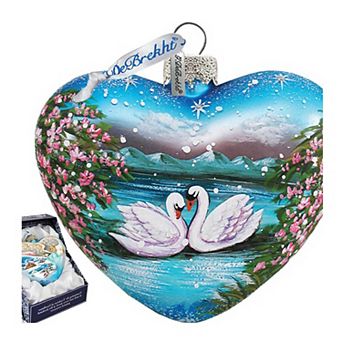 G.Debrekht Swan Heart Glass Ornament by G. DeBrekht Decor Christmas Decor - 73433