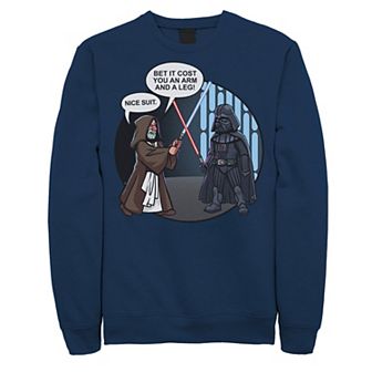 Big & Tall Star Wars Vader And Obi-Wan Nice Suit Text Fleece Sweatshirt