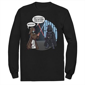 Big & Tall Star Wars Vader And Obi-Wan Nice Suit Text Long Sleeve Tee