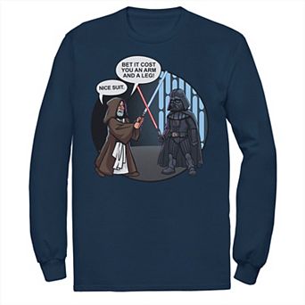 Big & Tall Star Wars Vader And Obi-Wan Nice Suit Text Long Sleeve Tee