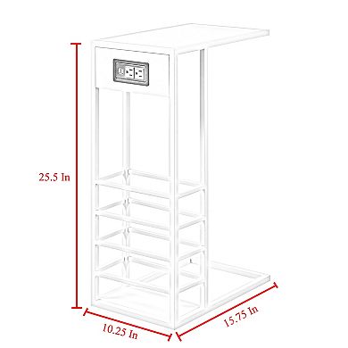 Billy C Table Magazine Holder, 2 USB Charging Ports, 2 Outlets, Power Plug