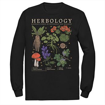 Big & Tall Harry Potter Herbology Herb Reference Grid Long Sleeve Graphic Tee