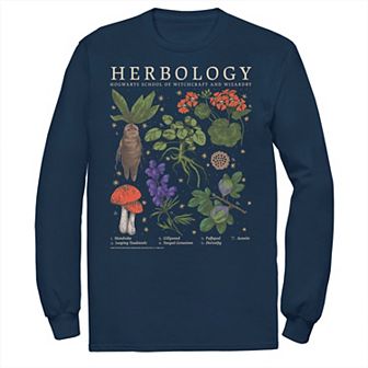 Big & Tall Harry Potter Herbology Herb Reference Grid Long Sleeve Graphic Tee