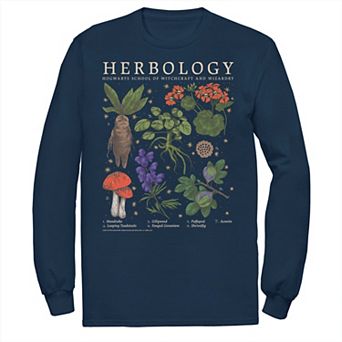 Big & Tall Harry Potter Herbology Herb Reference Grid Long Sleeve Graphic Tee