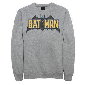 Big & Tall DC Comics Batman Distressed Vintage Text Logo Graphic Fleece Pullover