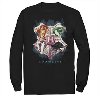 Big & Tall Harry Potter Hogwarts Watercolor Wash Crest Long Sleeve Graphic Tee