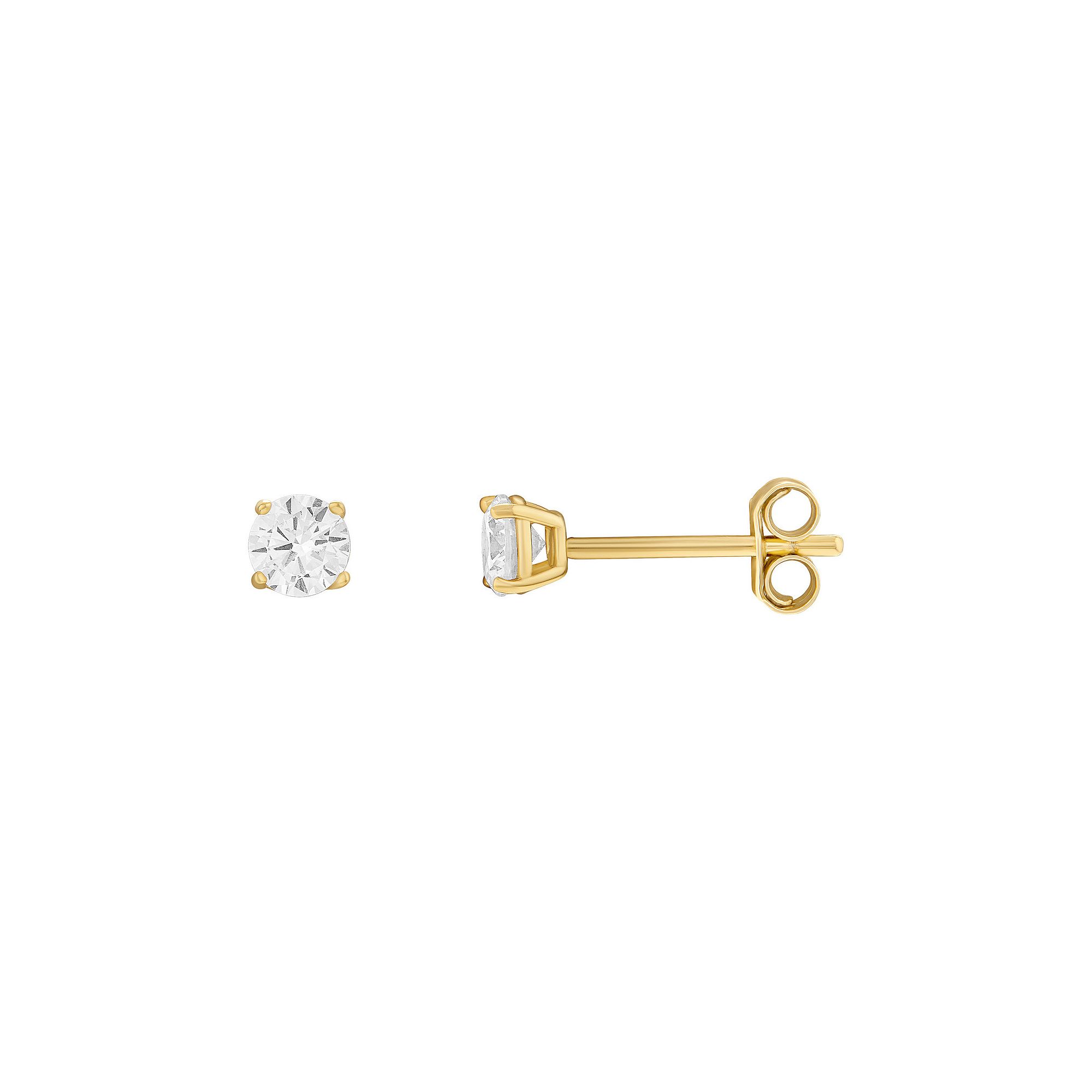 PRIMROSE 24k Gold Plated Cubic Zirconia Stud Earrings, Womens, Size: 5MM, 