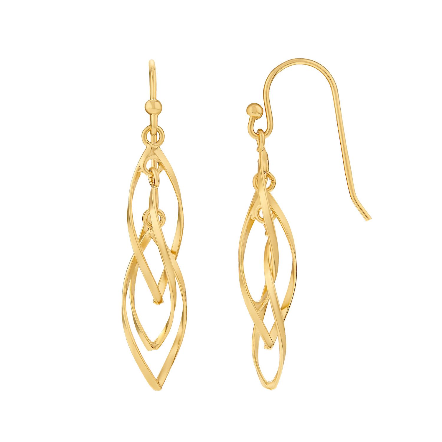 PRIMROSE 24k Gold Plated Corkscrew Drop Earrings - Yellow Gold Tone