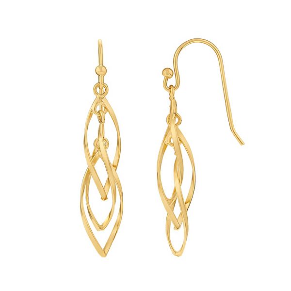 PRIMROSE 24k Gold Plated Corkscrew Drop Earrings - Yellow Gold Tone