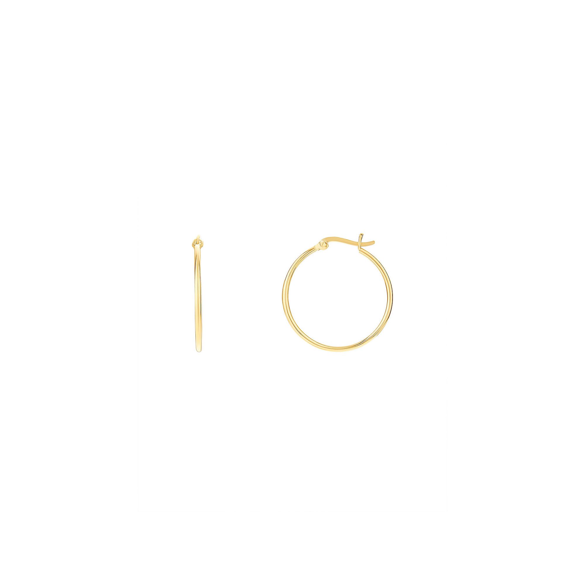 PRIMROSE 24k Gold Over Silver Polished Hoop Earrings, Womens, Size: 40 mm,