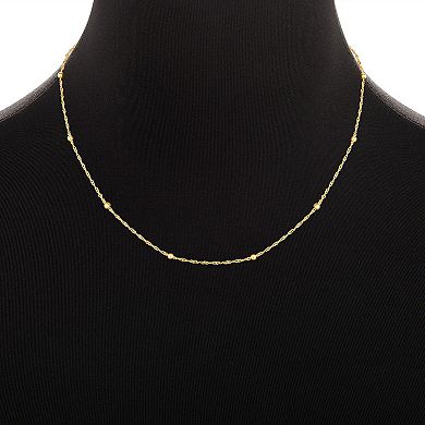 PRIMROSE 24k Gold Over Silver Station Bead Singapore Chain Necklace