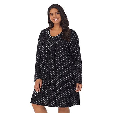 Plus Size Croft & Barrow® V-Neck Long Sleeve Pintuck Nightgown