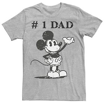 Disney's Mickey Mouse Men's Classic Number 1 Dad Cracked Paint Style Graphic Tee