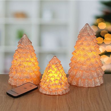 Fitz & Floyd Christmas Tree 3-piece LED Wax Figurine Set