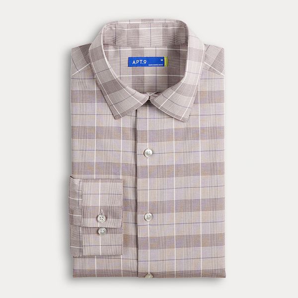 Mens Apt. 9® Premier Flex Slim-Fit Wrinkle Resistant Dress Shirt - Burgundy Blue Plaid (S 32-33)