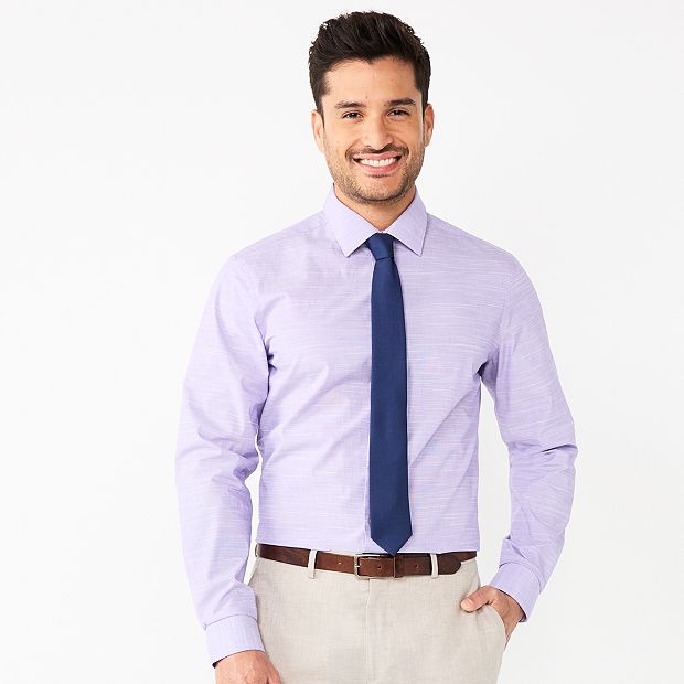 Men's Apt. 9 Premier Flex Slim-Fit Dress Shirt, Size: Large-34/35, Grape Hyacinth Fresh